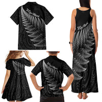 New Zealand Te Reo Māori Family Matching Tank Maxi Dress and Hawaiian Shirt Simple Black Fern