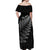 New Zealand Te Reo Māori Off Shoulder Maxi Dress Simple Black Fern