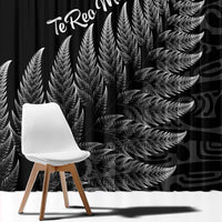 New Zealand Te Reo Māori Window Curtain Simple Black Fern