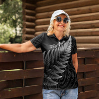 New Zealand Te Reo Māori Women Polo Shirt Simple Black Fern
