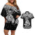 Te Reo Maori Tiki Inspired Art Couples Matching Off Shoulder Short Dress and Hawaiian Shirt
