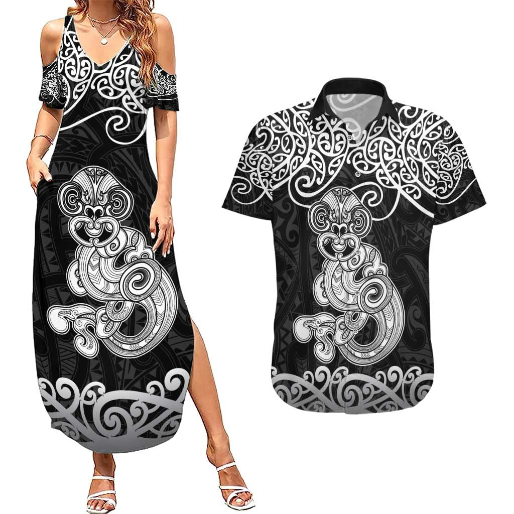 Te Reo Maori Tiki Inspired Art Couples Matching Summer Maxi Dress and Hawaiian Shirt