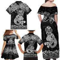 Te Reo Maori Tiki Inspired Art Family Matching Off Shoulder Maxi Dress and Hawaiian Shirt LT9 - Polynesian Pride