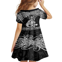 Te Reo Maori Tiki Inspired Art Family Matching Short Sleeve Bodycon Dress and Hawaiian Shirt LT9 - Polynesian Pride