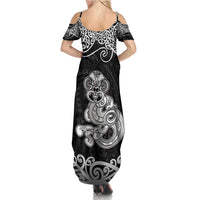 Te Reo Maori Tiki Inspired Art Family Matching Summer Maxi Dress and Hawaiian Shirt LT9 - Polynesian Pride