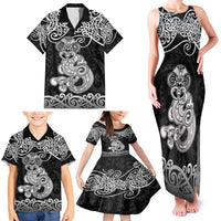 Te Reo Maori Tiki Inspired Art Family Matching Tank Maxi Dress and Hawaiian Shirt