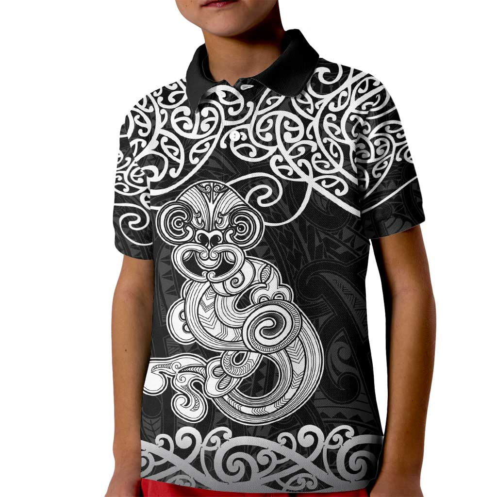 Te Reo Maori Tiki Inspired Art Kid Polo Shirt