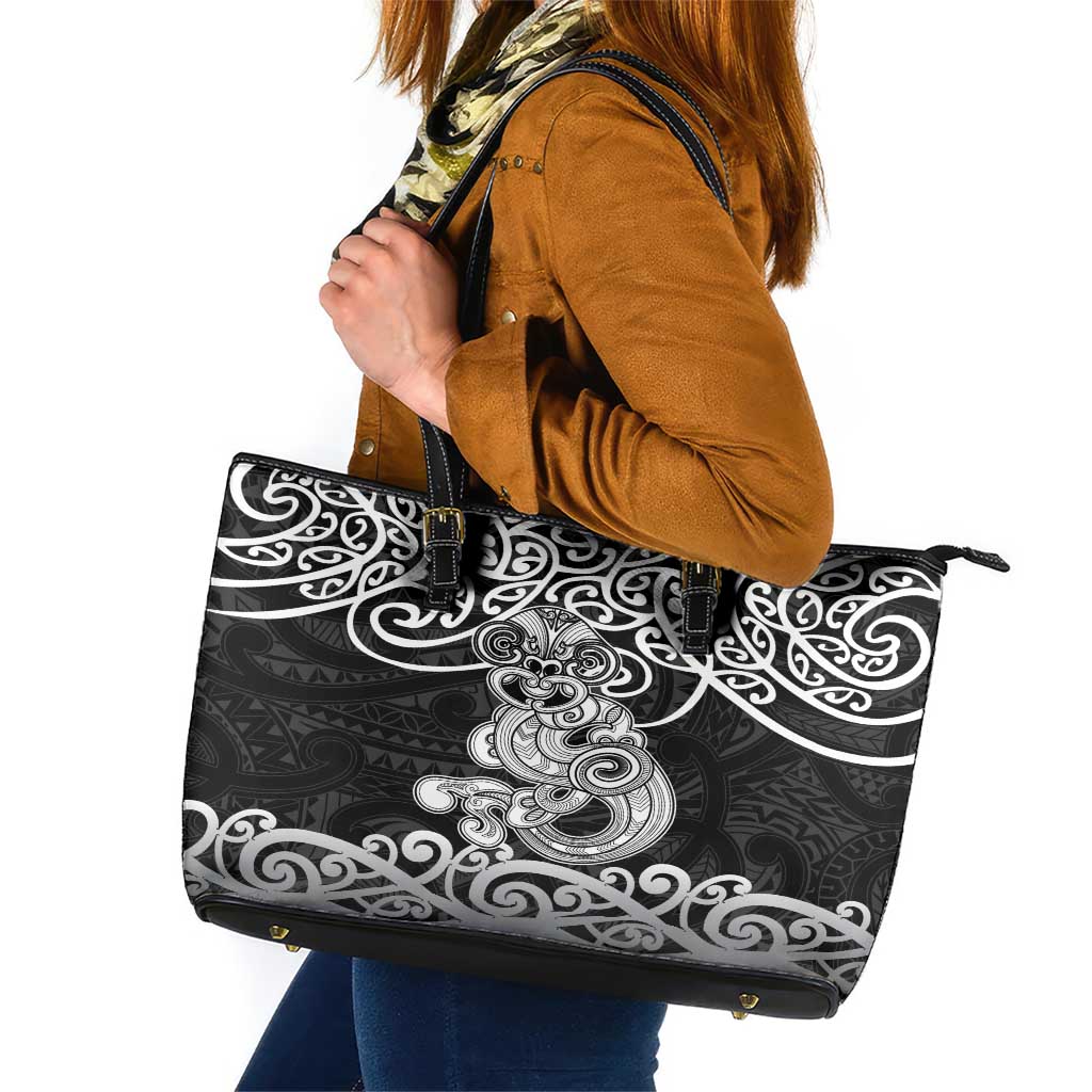 Te Reo Maori Tiki Inspired Art Leather Tote Bag