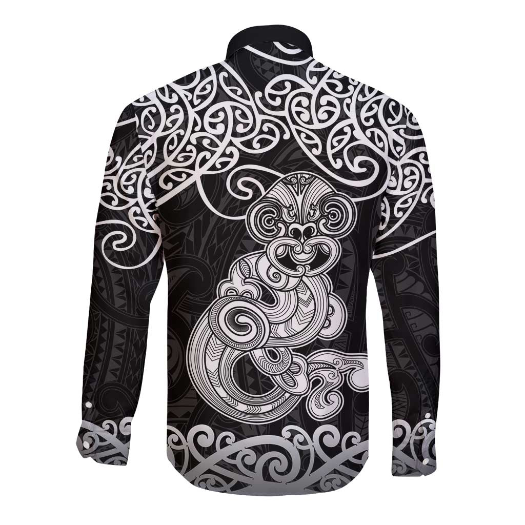 Te Reo Maori Tiki Inspired Art Long Sleeve Button Shirt