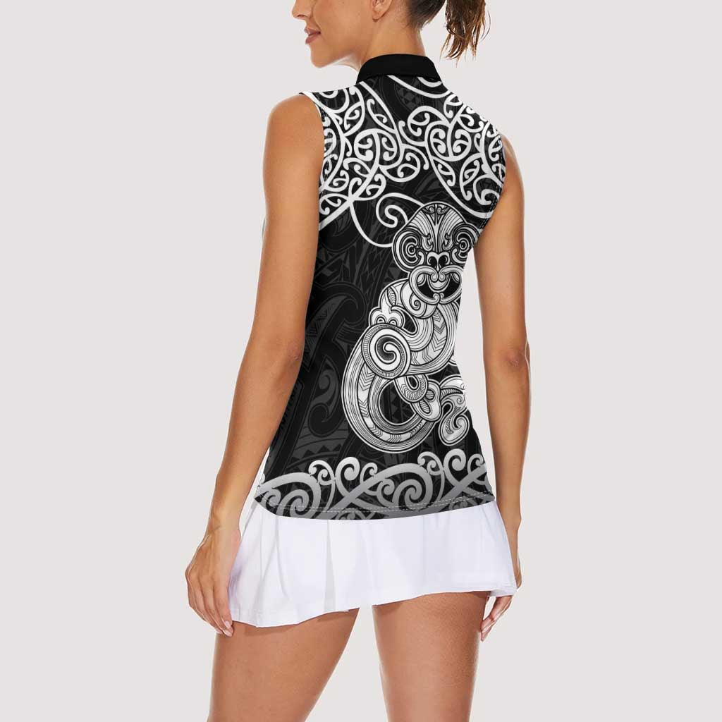 Te Reo Maori Tiki Inspired Art Women Sleeveless Polo Shirt