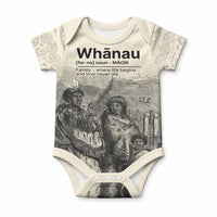 Whanau Maori Language Baby Onesie Te Reo Maori Inspired Art LT9 Nude - Polynesian Pride