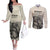 Whanau Maori Language Couples Matching Off The Shoulder Long Sleeve Dress and Long Sleeve Button Shirt Te Reo Maori Inspired Art