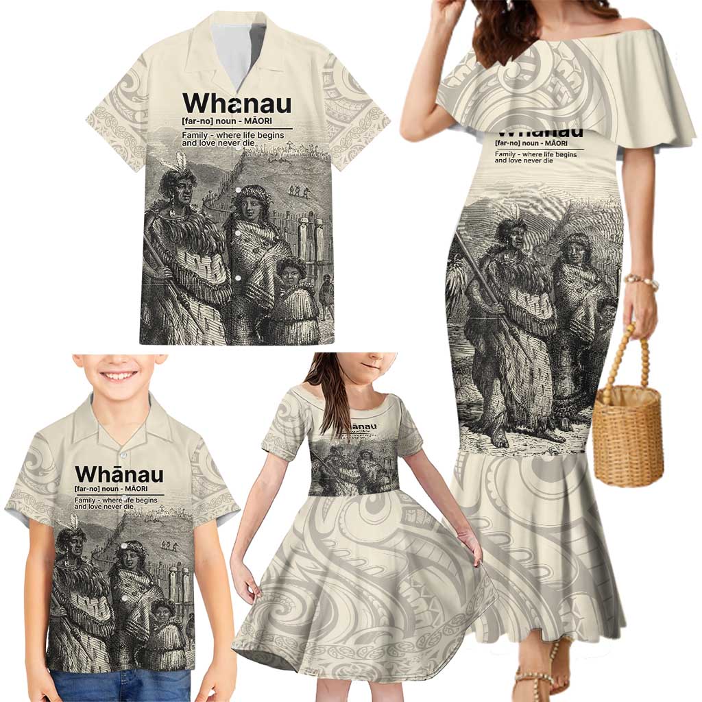 Whanau Maori Language Family Matching Mermaid Dress and Hawaiian Shirt Te Reo Maori Inspired Art LT9 - Polynesian Pride