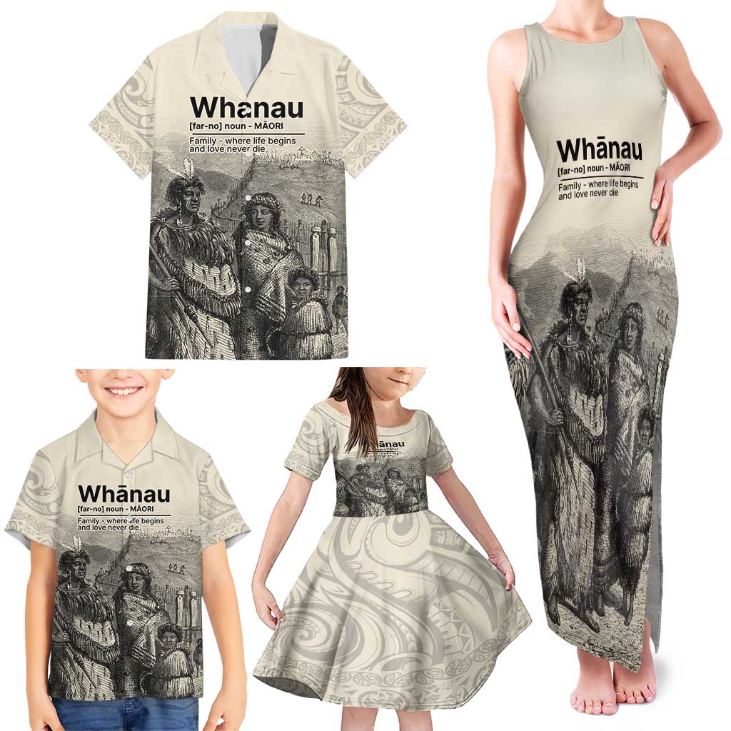 Whanau Maori Language Family Matching Tank Maxi Dress and Hawaiian Shirt Te Reo Maori Inspired Art