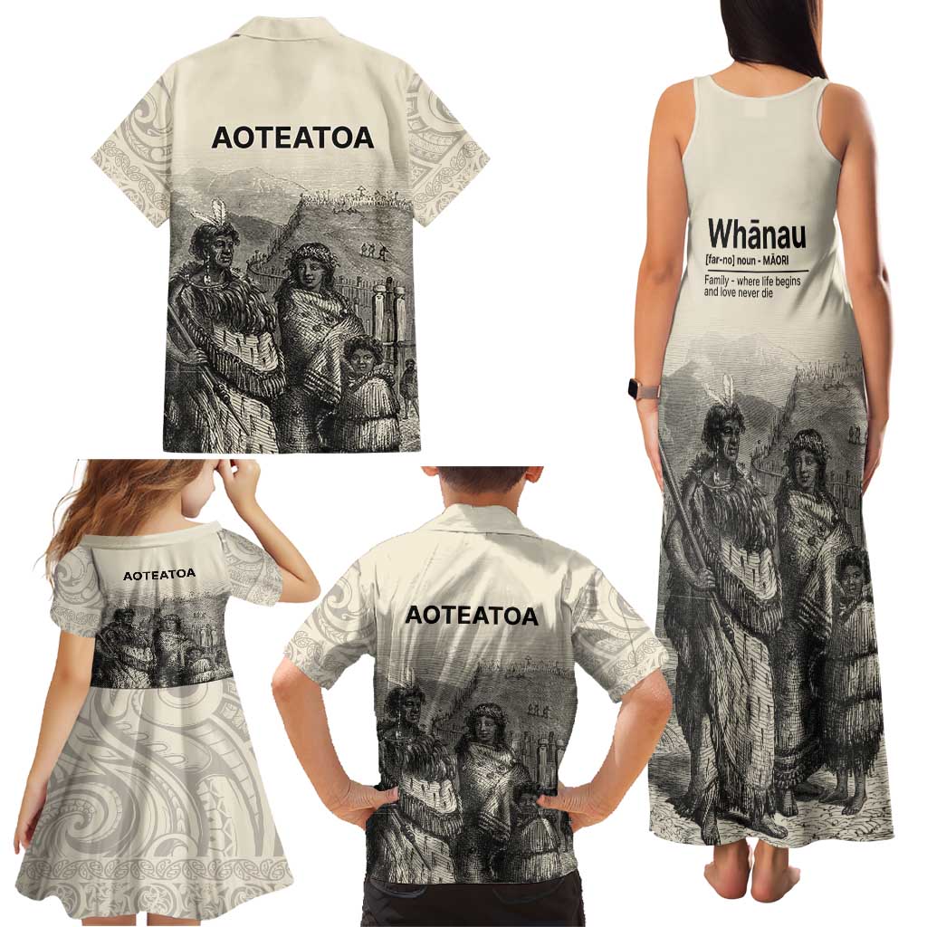 Whanau Maori Language Family Matching Tank Maxi Dress and Hawaiian Shirt Te Reo Maori Inspired Art