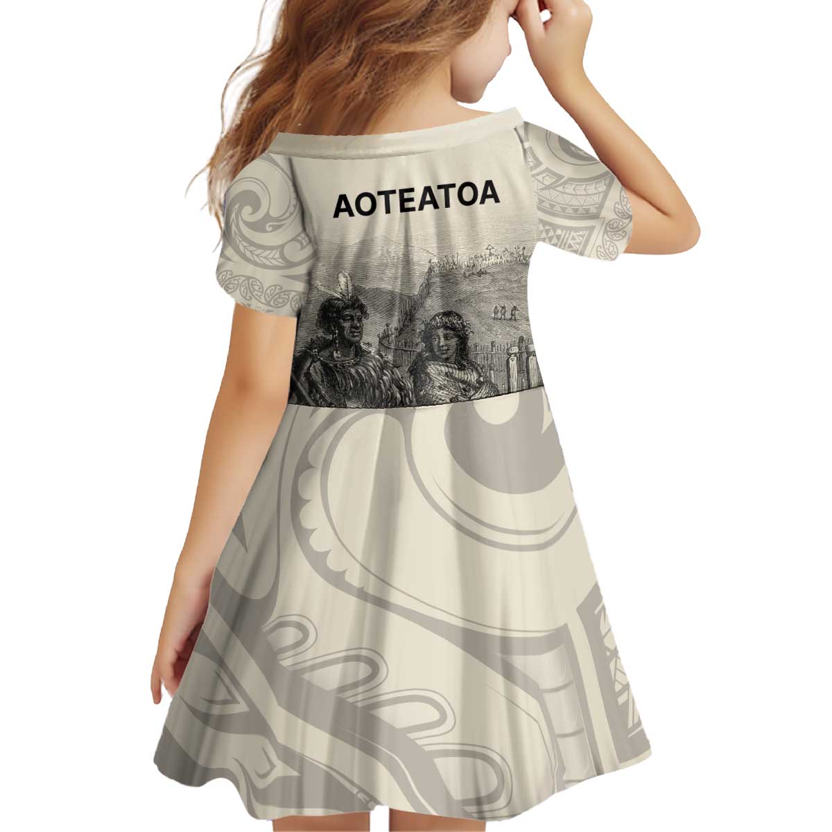 Whanau Maori Language Kid Short Sleeve Dress Te Reo Maori Inspired Art