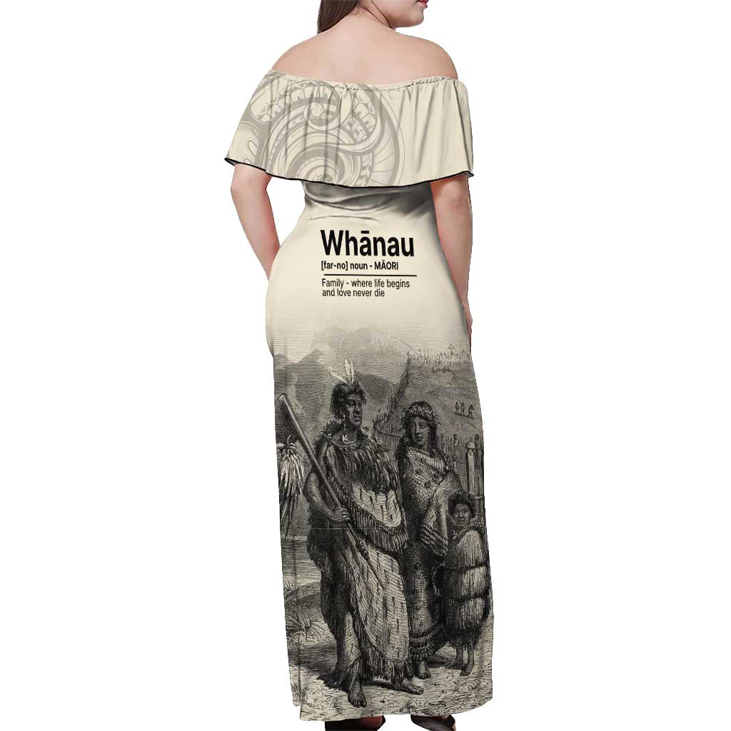 Whanau Maori Language Off Shoulder Maxi Dress Te Reo Maori Inspired Art
