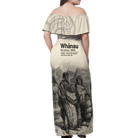 Whanau Maori Language Off Shoulder Maxi Dress Te Reo Maori Inspired Art