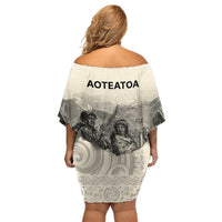 Whanau Maori Language Off Shoulder Short Dress Te Reo Maori Inspired Art