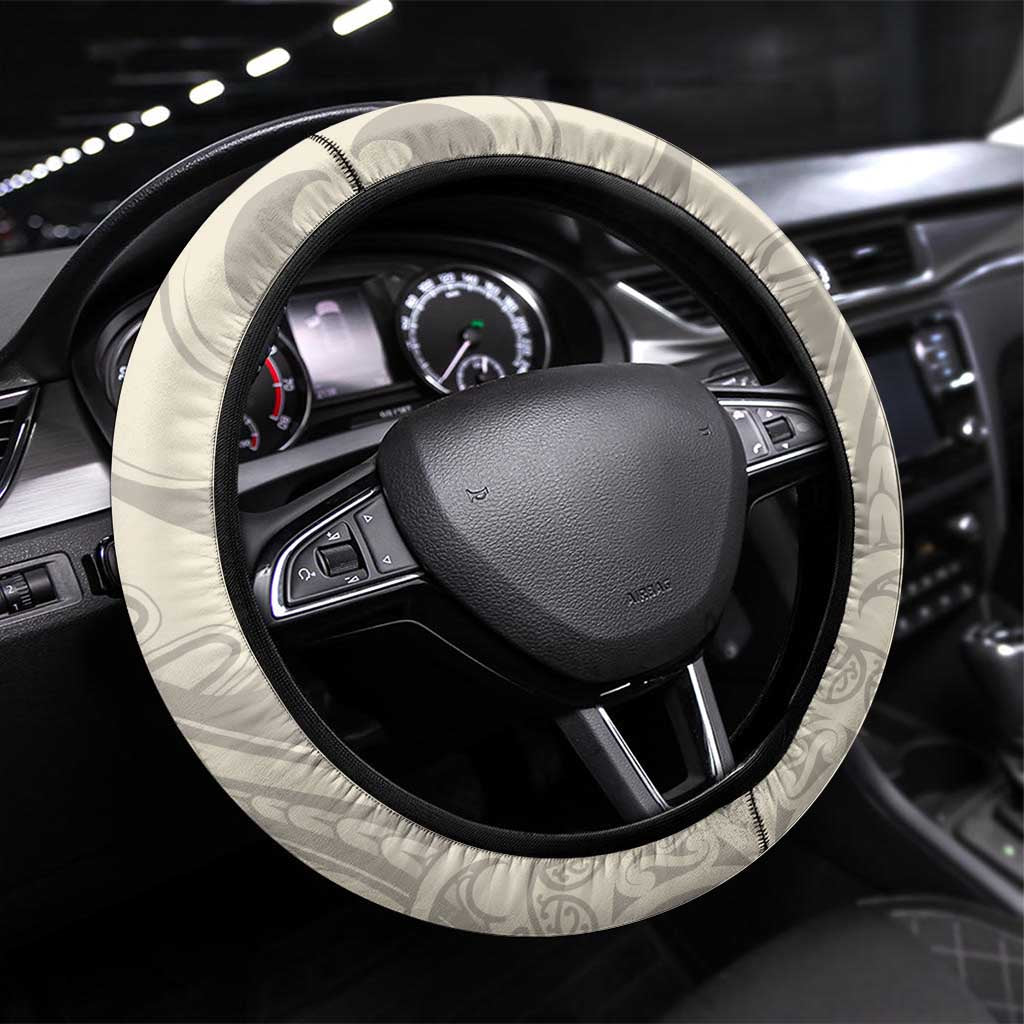 Whanau Maori Language Steering Wheel Cover Te Reo Maori Inspired Art LT9 Universal Fit Nude - Polynesian Pride