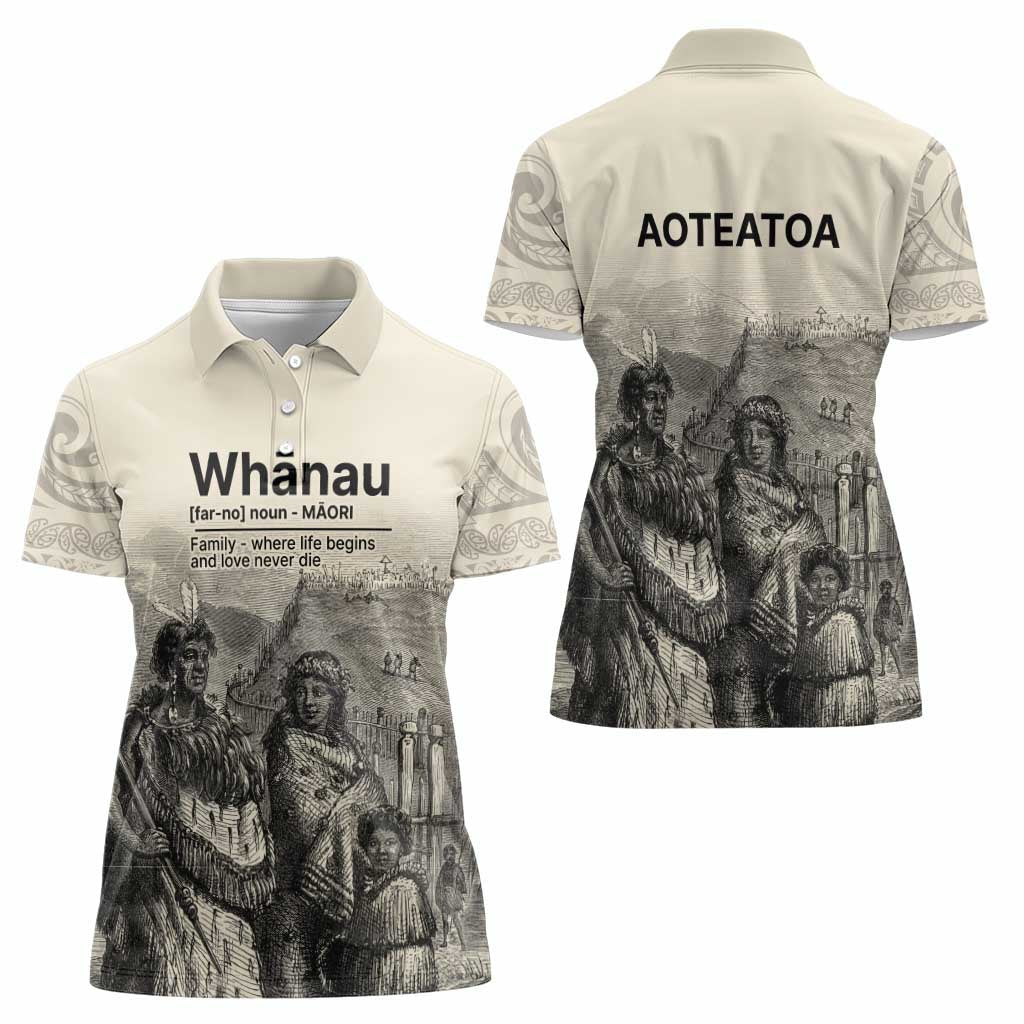 Whanau Maori Language Women Polo Shirt Te Reo Maori Inspired Art