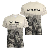 Whanau Maori Language Women V-Neck T-Shirt Te Reo Maori Inspired Art