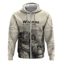 Whanau Maori Language Zip Hoodie Te Reo Maori Inspired Art LT9 Zip Hoodie Nude - Polynesian Pride
