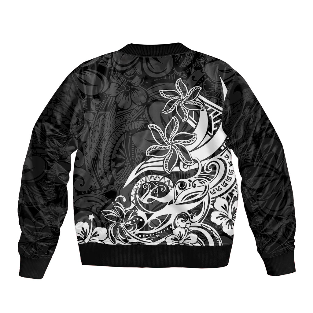 Polynesian Sunset Plumeria Bomber Jacket Pacific Island Tribal Black Style LT9 - Polynesian Pride