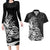 Polynesian Sunset Plumeria Couples Matching Long Sleeve Bodycon Dress and Hawaiian Shirt Pacific Island Tribal Black Style LT9 Black - Polynesian Pride