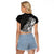 Polynesian Sunset Plumeria Raglan Cropped T Shirt Pacific Island Tribal Black Style LT9 - Polynesian Pride