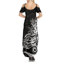 Polynesian Sunset Plumeria Summer Maxi Dress Pacific Island Tribal Black Style LT9 - Polynesian Pride