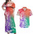 Polynesian Sunset Plumeria Couples Matching Off Shoulder Maxi Dress and Hawaiian Shirt Pacific Island Tribal Blossom Style LT9 Blossom - Polynesian Pride