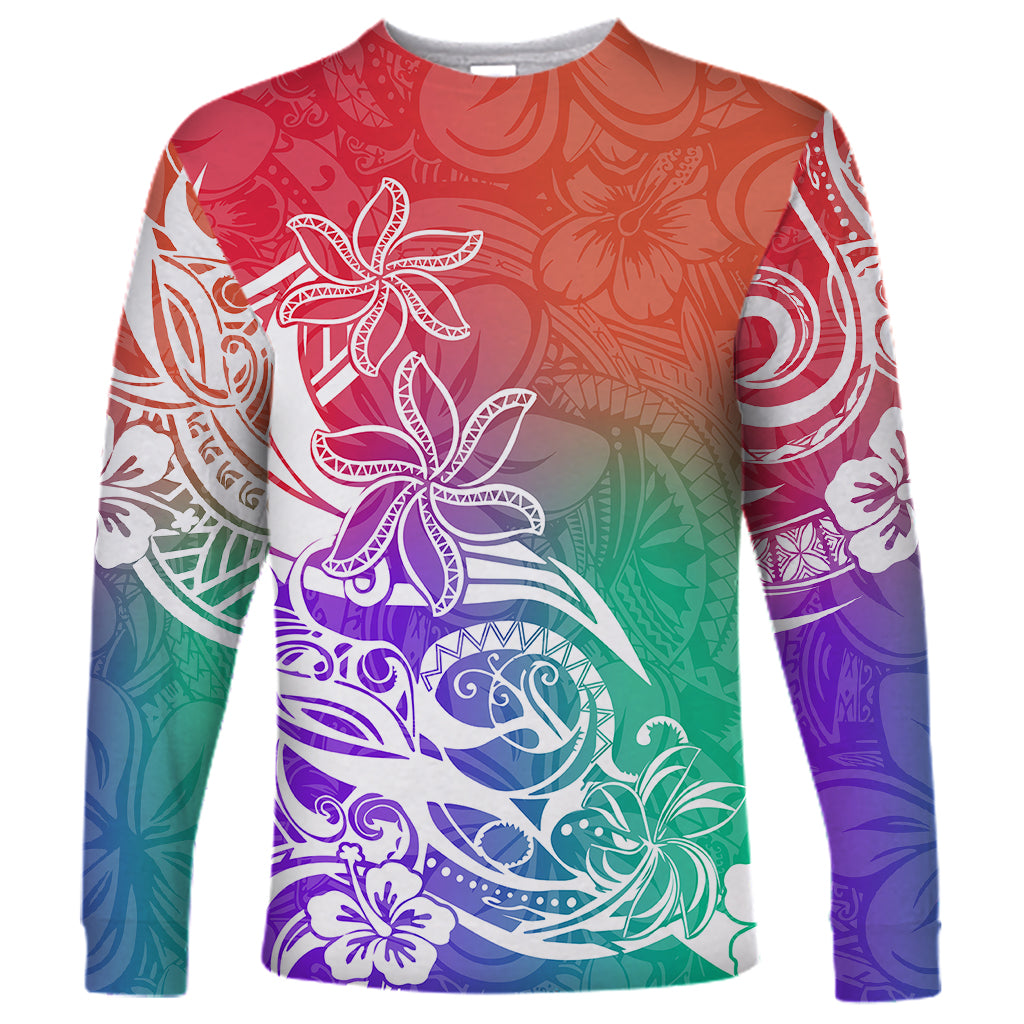 Polynesian Sunset Plumeria Long Sleeve Shirt Pacific Island Tribal Blossom Style LT9 Unisex Blossom - Polynesian Pride