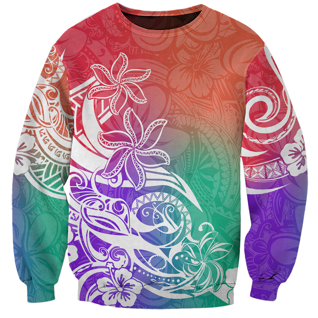 Polynesian Sunset Plumeria Sweatshirt Pacific Island Tribal Blossom Style LT9 Unisex Blossom - Polynesian Pride