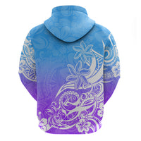 Polynesian Sunset Plumeria Hoodie Pacific Island Tribal Blue Style LT9 - Polynesian Pride
