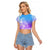 Polynesian Sunset Plumeria Raglan Cropped T Shirt Pacific Island Tribal Blue Style LT9 Female Blue - Polynesian Pride