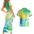 Polynesian Sunset Plumeria Couples Matching Short Sleeve Bodycon Dress and Hawaiian Shirt Pacific Island Tribal Green Style LT9 - Polynesian Pride