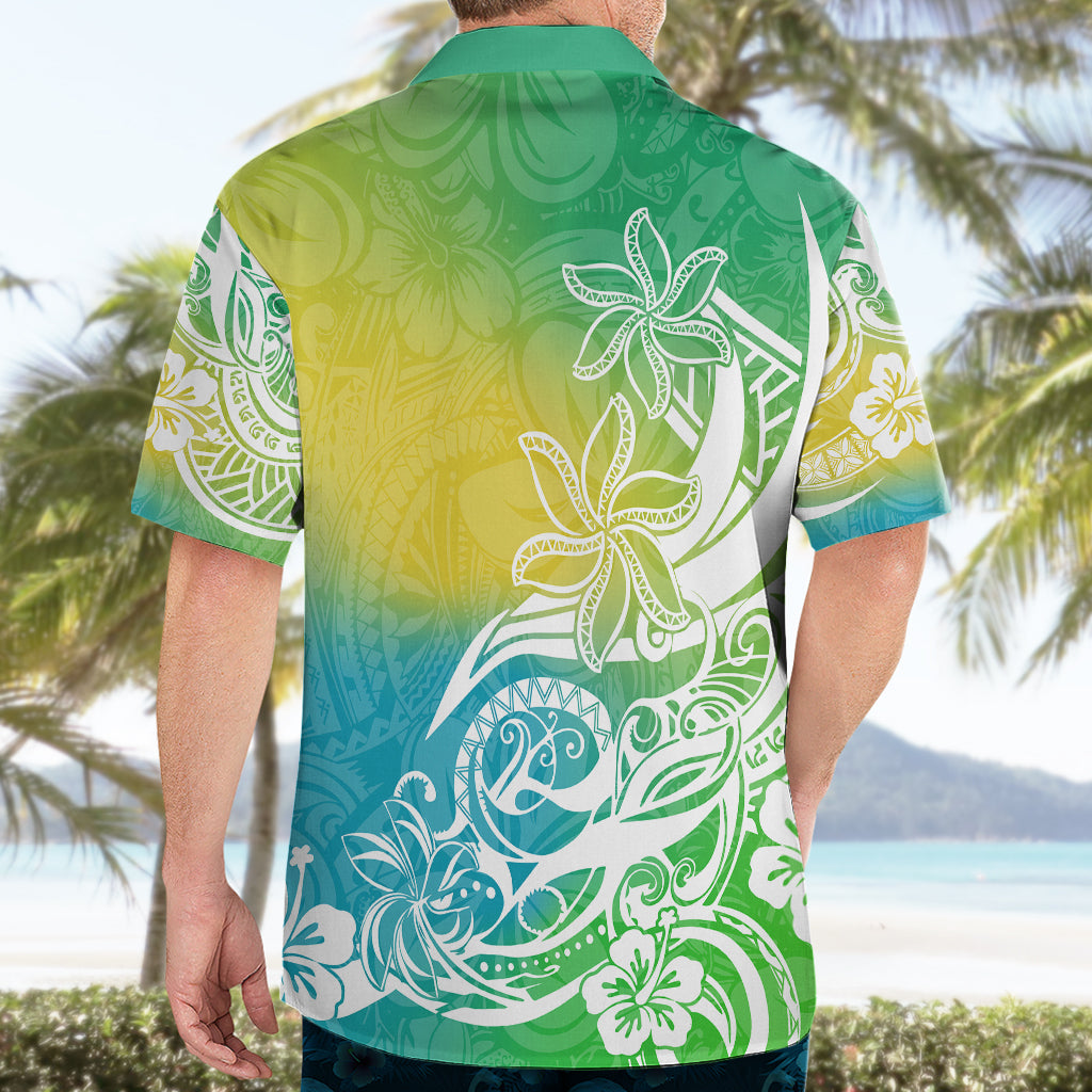 Polynesian Sunset Plumeria Hawaiian Shirt Pacific Island Tribal Green Style LT9 - Polynesian Pride