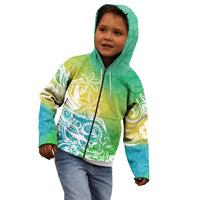 Polynesian Sunset Plumeria Kid Hoodie Pacific Island Tribal Green Style LT9 - Polynesian Pride