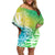 Polynesian Sunset Plumeria Off Shoulder Short Dress Pacific Island Tribal Green Style LT9 Women Green - Polynesian Pride