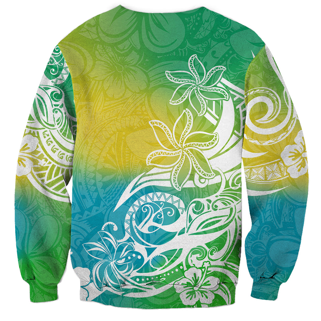 Polynesian Sunset Plumeria Sweatshirt Pacific Island Tribal Green Style LT9 - Polynesian Pride