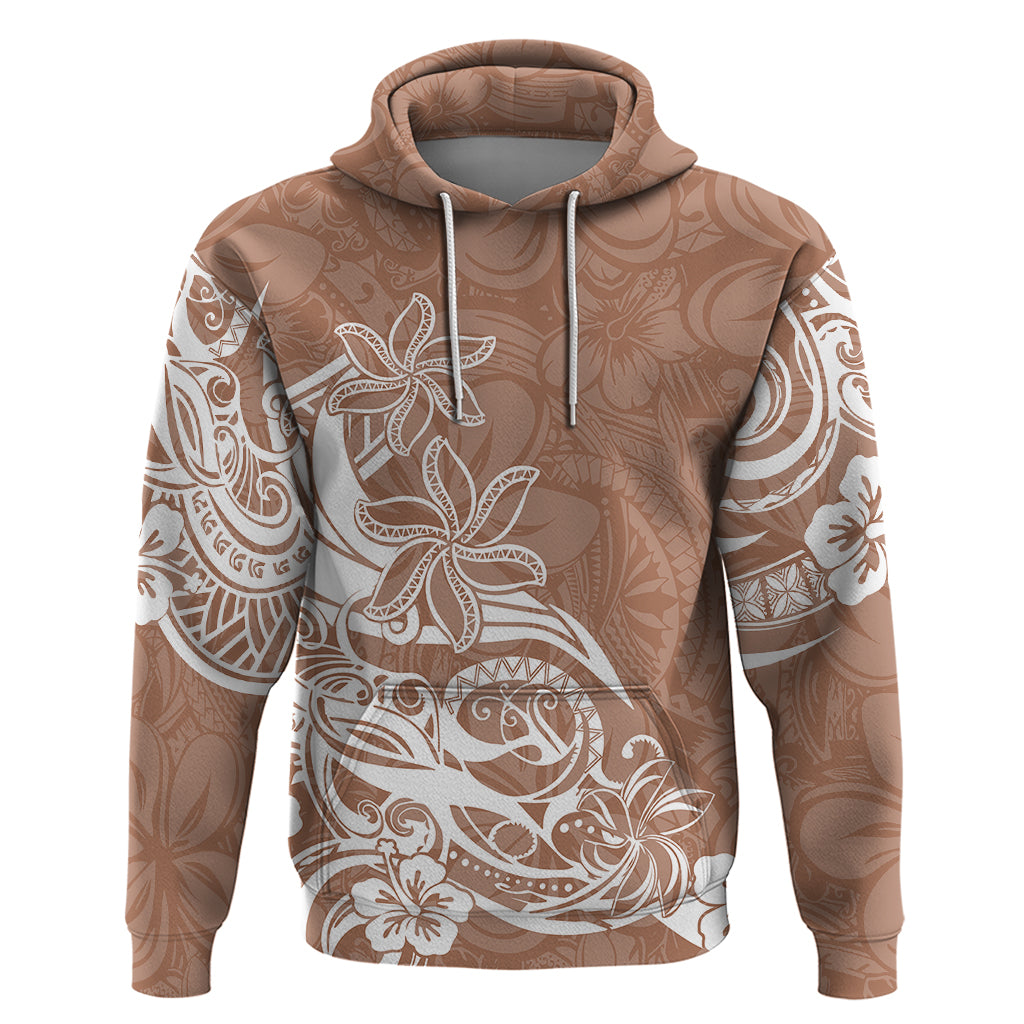 Polynesian Sunset Plumeria Hoodie Pacific Island Tribal Nude Style LT9 Nude - Polynesian Pride