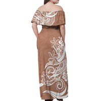 Polynesian Sunset Plumeria Off Shoulder Maxi Dress Pacific Island Tribal Nude Style LT9 - Polynesian Pride