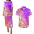 Polynesian Sunset Plumeria Couples Matching Puletasi Dress and Hawaiian Shirt Pacific Island Tribal Purple Style LT9 Purple - Polynesian Pride