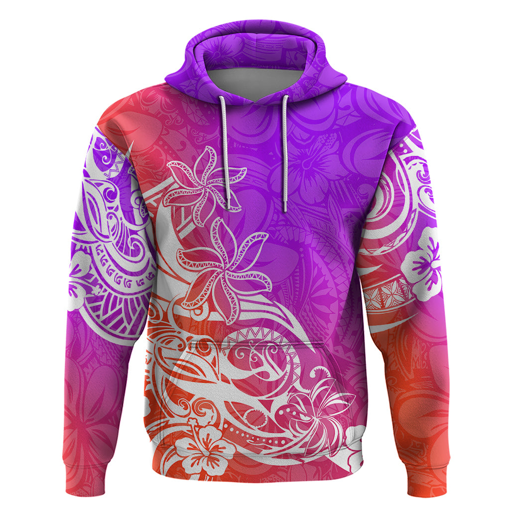 Polynesian Sunset Plumeria Hoodie Pacific Island Tribal Purple Style LT9 Purple - Polynesian Pride