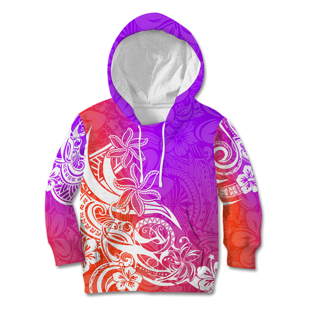 Polynesian Sunset Plumeria Kid Hoodie Pacific Island Tribal Purple Style LT9 Hoodie Purple - Polynesian Pride