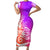 Polynesian Sunset Plumeria Short Sleeve Bodycon Dress Pacific Island Tribal Purple Style LT9 Long Dress Purple - Polynesian Pride