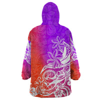 Polynesian Sunset Plumeria Wearable Blanket Hoodie Pacific Island Tribal Purple Style LT9 - Polynesian Pride