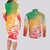 Polynesian Sunset Plumeria Couples Matching Long Sleeve Bodycon Dress and Long Sleeve Button Shirts Pacific Island Tribal Reggae Style LT9 - Polynesian Pride