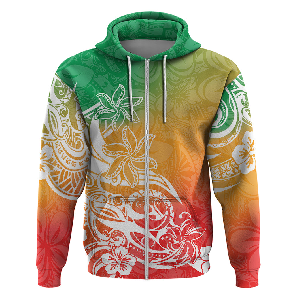 Polynesian Sunset Plumeria Hoodie Pacific Island Tribal Reggae Style LT9 - Polynesian Pride